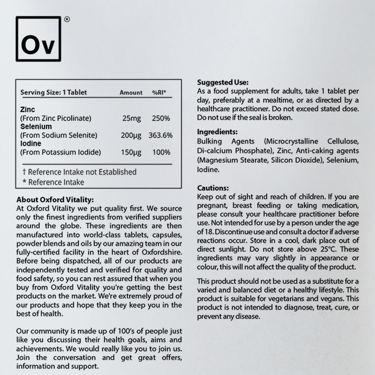 Zinc, Selenium & Iodine Tablets