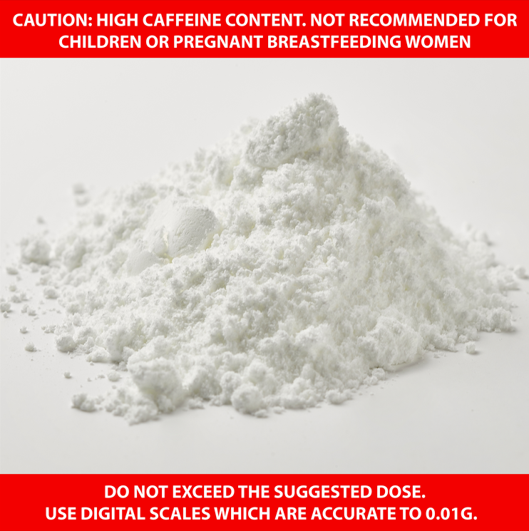 Caffeine Powder - CAUTION: HIGH CAFFEINE CONTENT. Not recommended for children or pregnant or breast-feeding women.