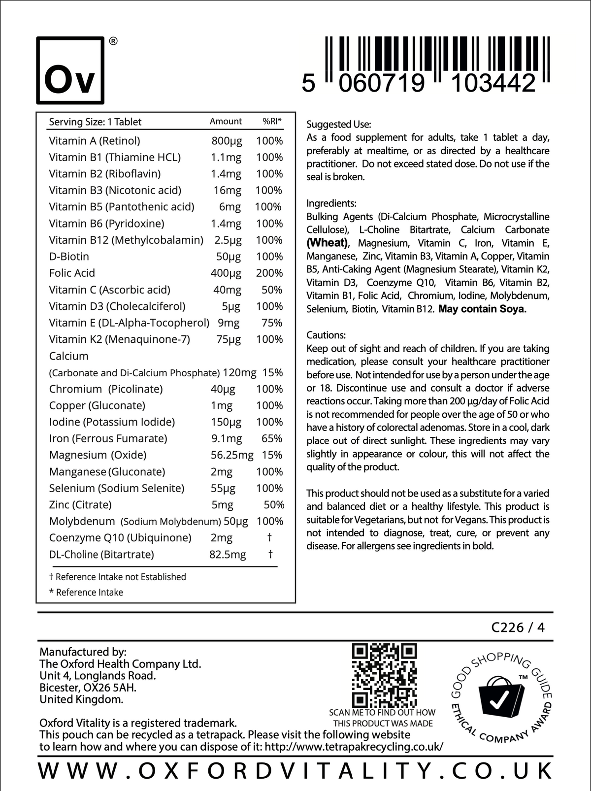 Multivitamin Tablets for Men Under 50 Years