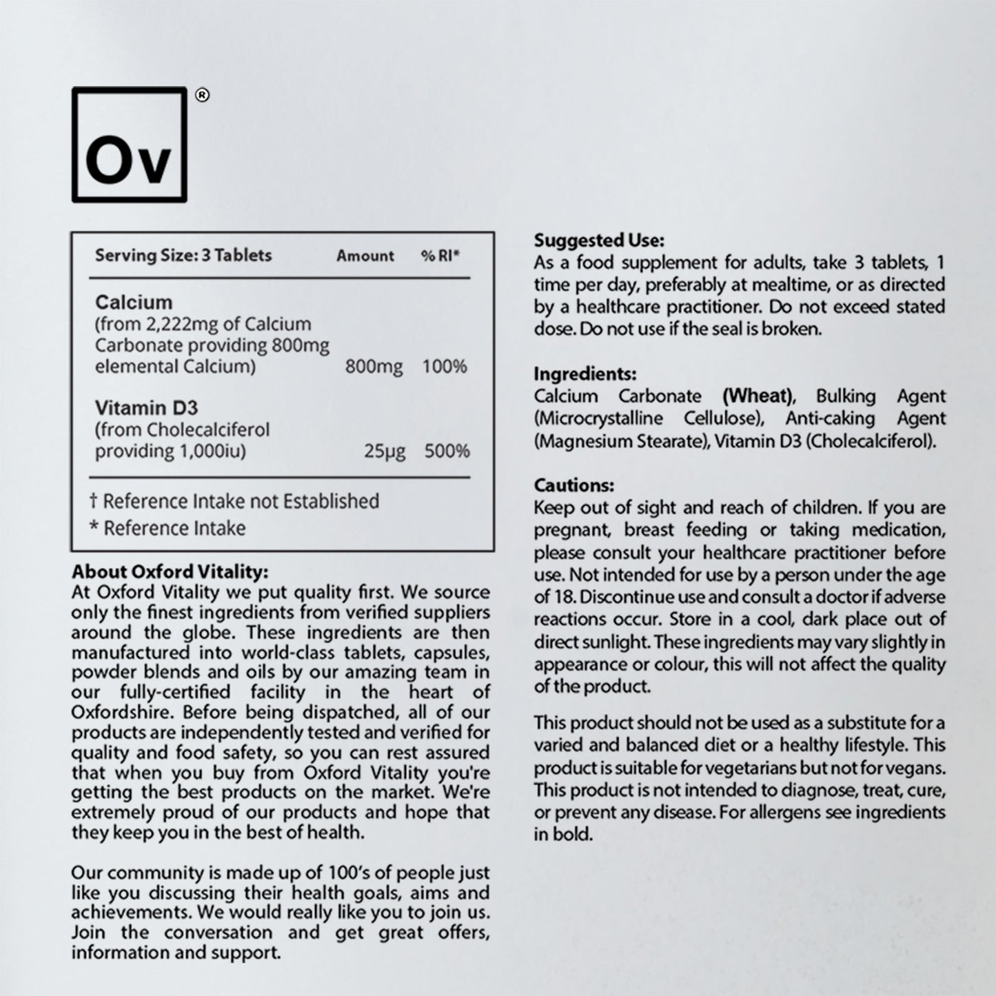 Calcium and Vitamin D3 Tablets