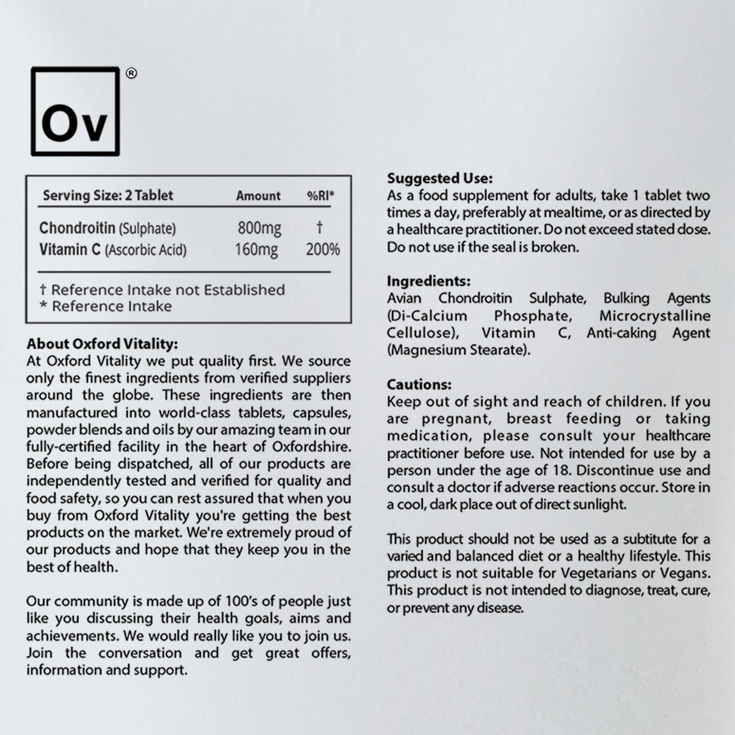 Chondroitin Sulphate & Vitamin C Tablets