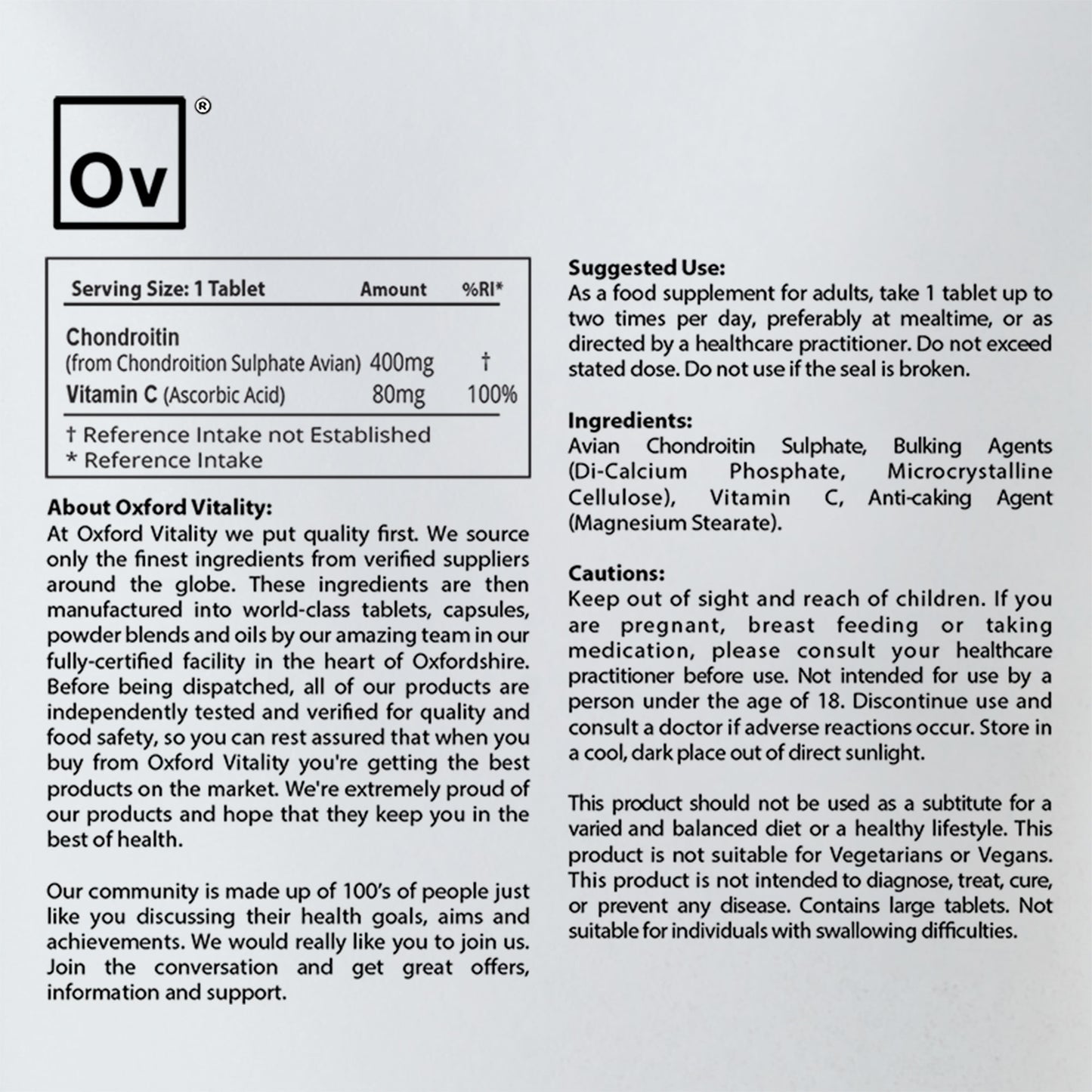 Avian Chondroitin Sulphate & Vitamin C Tablets