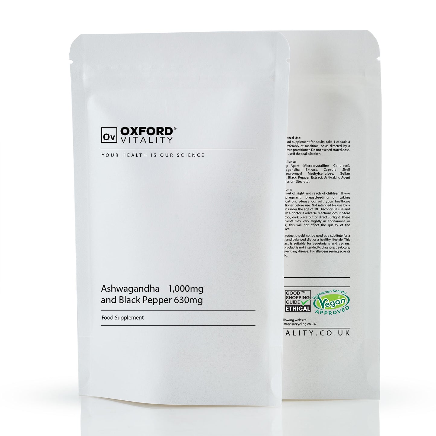 Ashwagandha 1,000mg and Black Pepper 630mg Capsules