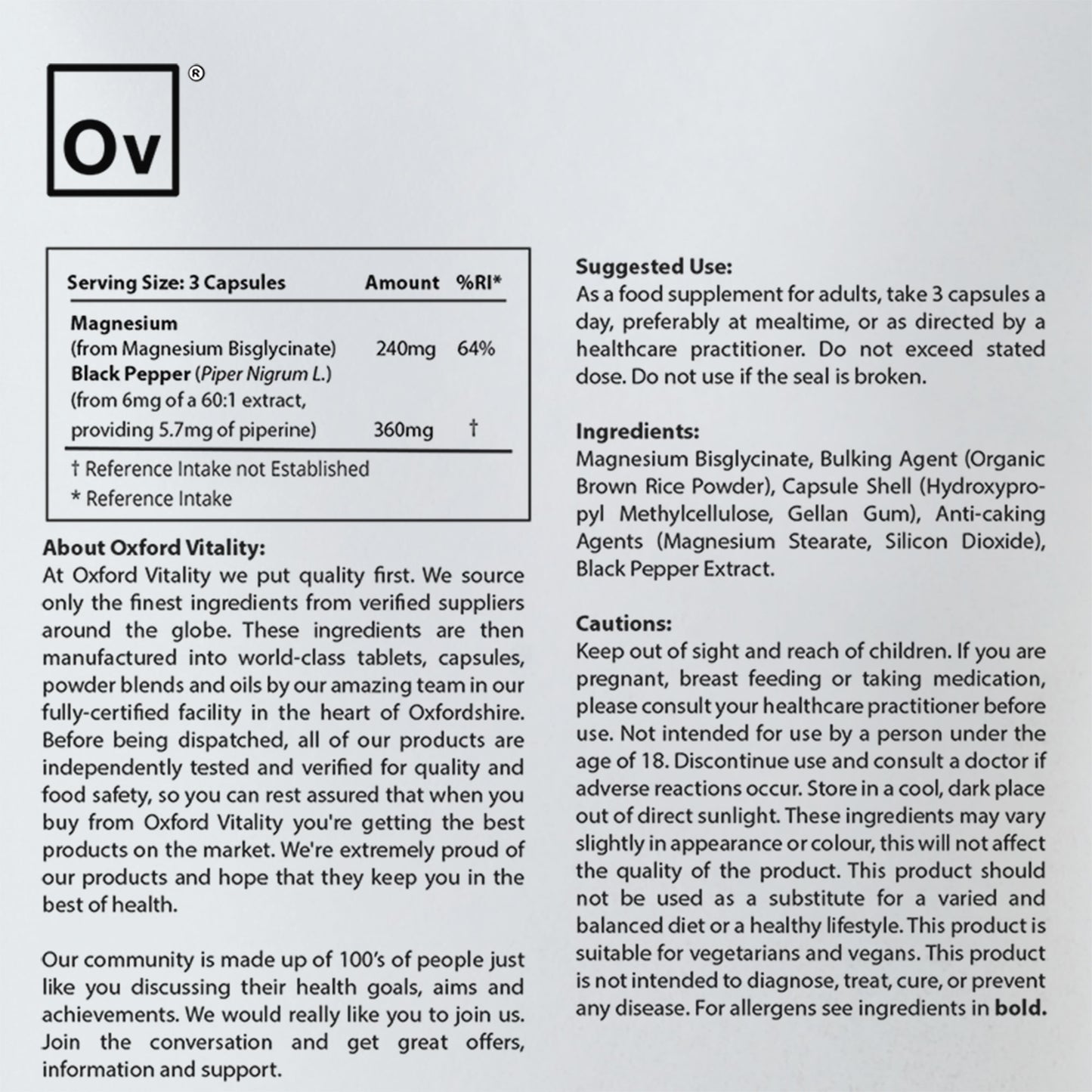 OV Magnesium Bisglycinate 240mg Capsule