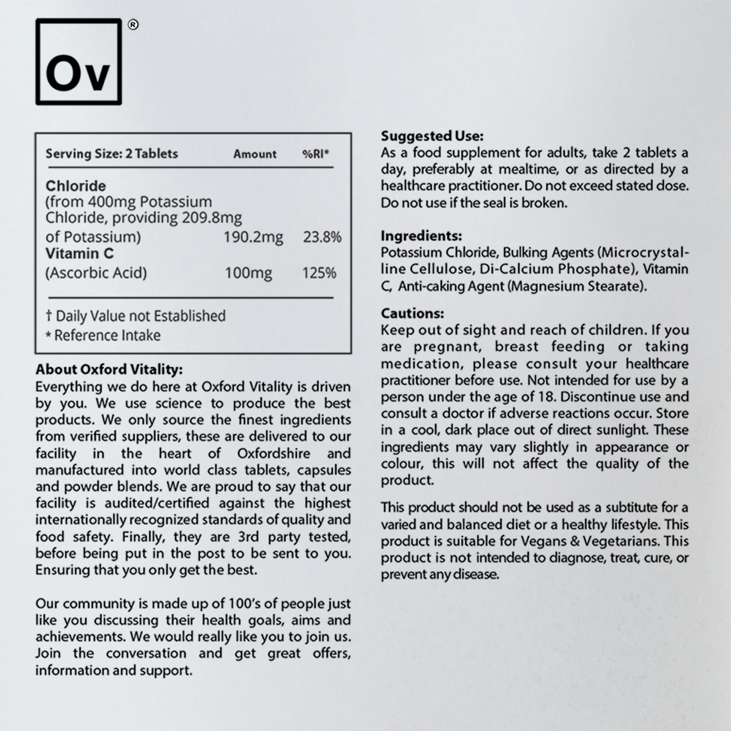 Potassium Chloride and Vitamin C Tablets