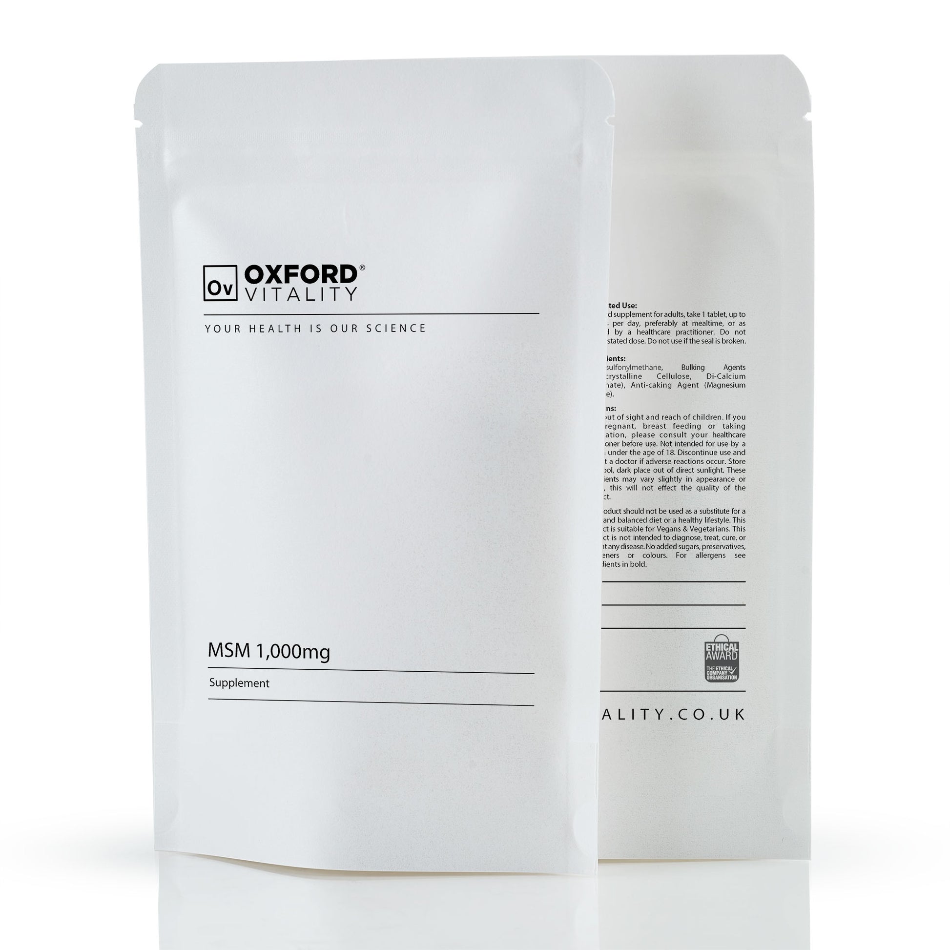 MSM Supplements | 1,000mg Tablets | Oxford Vitality MSM Supplements | 1,000mg Tablets | Oxford Vitality